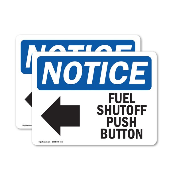 Signmission Fuel Shutoff Push Button (Left Arrow) Sign With Symbol, 5 in W x Rectangle, Vinyl Decal OS-2PACK-NS-D-35-L-12941 - main